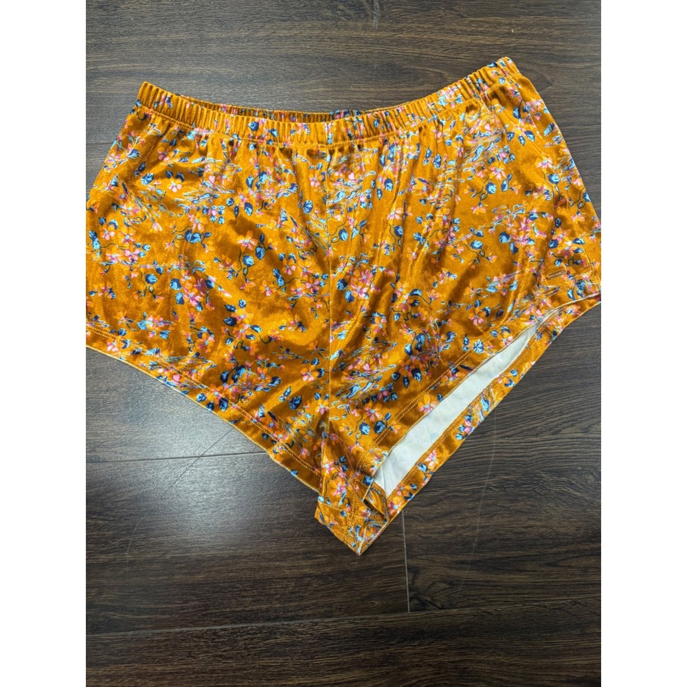 Savage X‎ Fenty Psychedelic Velvet Sleep Shorts - Marigold Floral - Size 1X